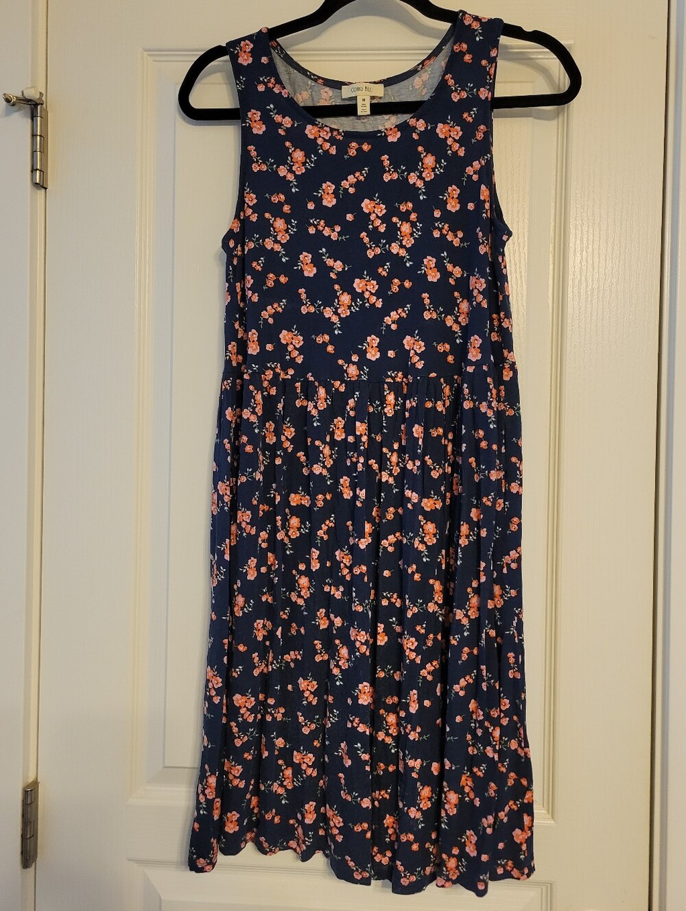 Como Blu | Navy Blue Floral Sleeveless Dress - Casual Summer Dress